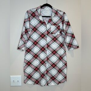 🔥 Talbots Plaid Flannel Sleep Shirt Nightgown – Red Green Check🔥